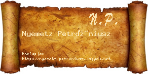 Nyemetz Petróniusz névjegykártya